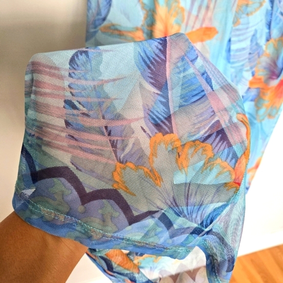 Shore Life Sheer Mesh Floral Coverup Pants Women's 2X Retro Tropical Hawaiian - Picture 7 of 13